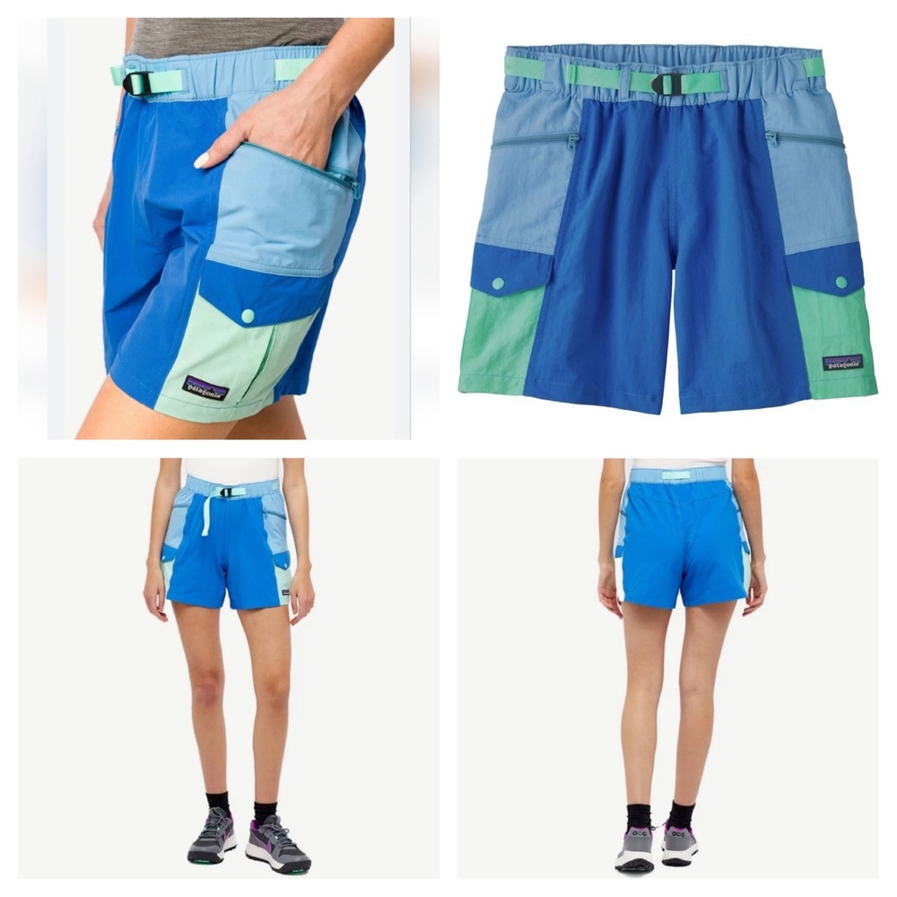 Patagonia Women's Outdoor Everyday Shorts 4” inseam Bayou Blue Color Block large